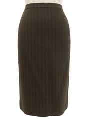 ストライプパターンロゴボタンセットアップ ダークブラウン