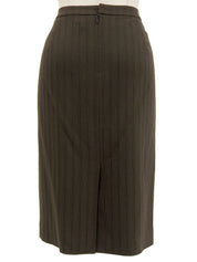 ストライプパターンロゴボタンセットアップ ダークブラウン