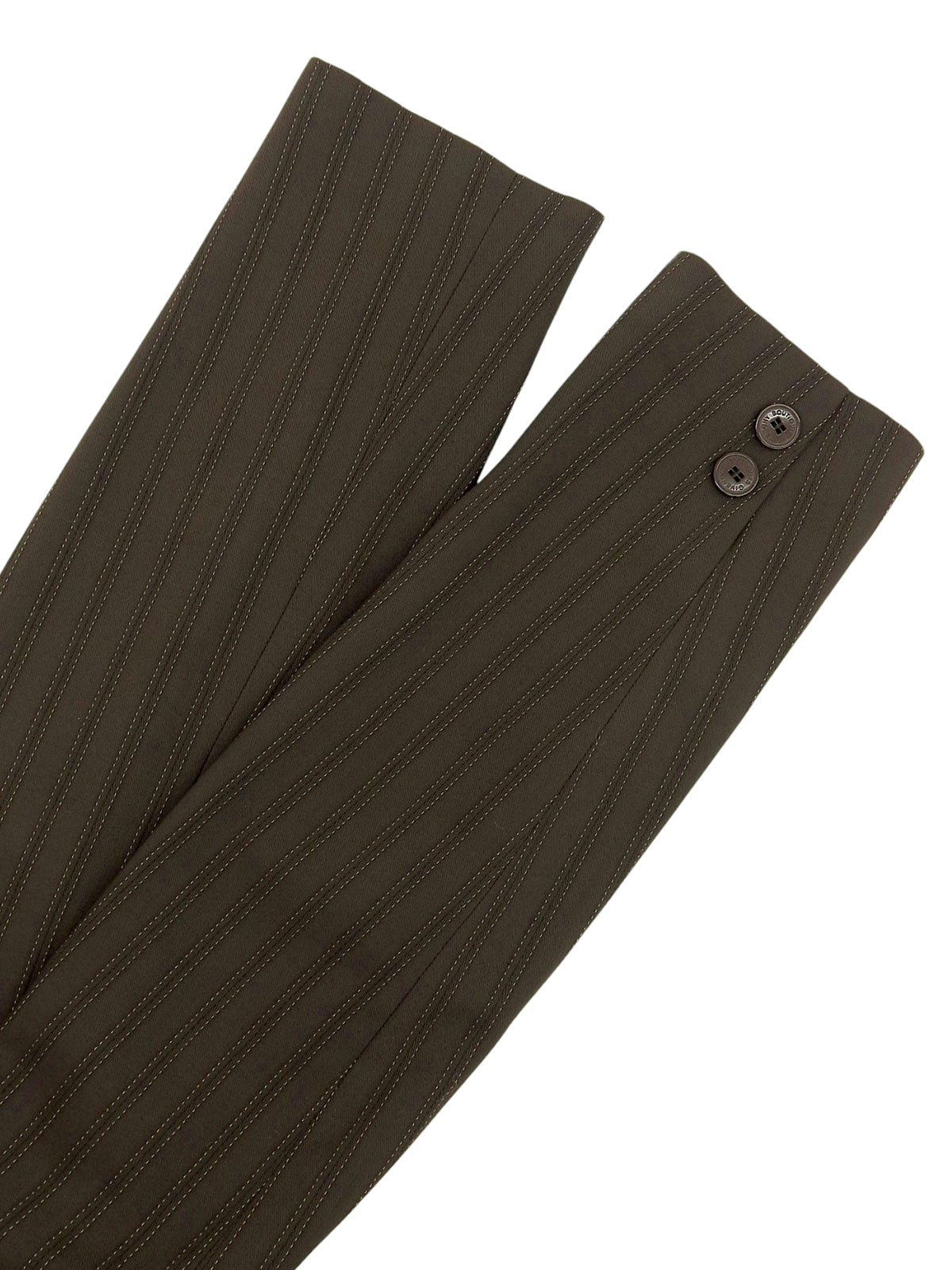 ストライプパターンロゴボタンセットアップ ダークブラウン