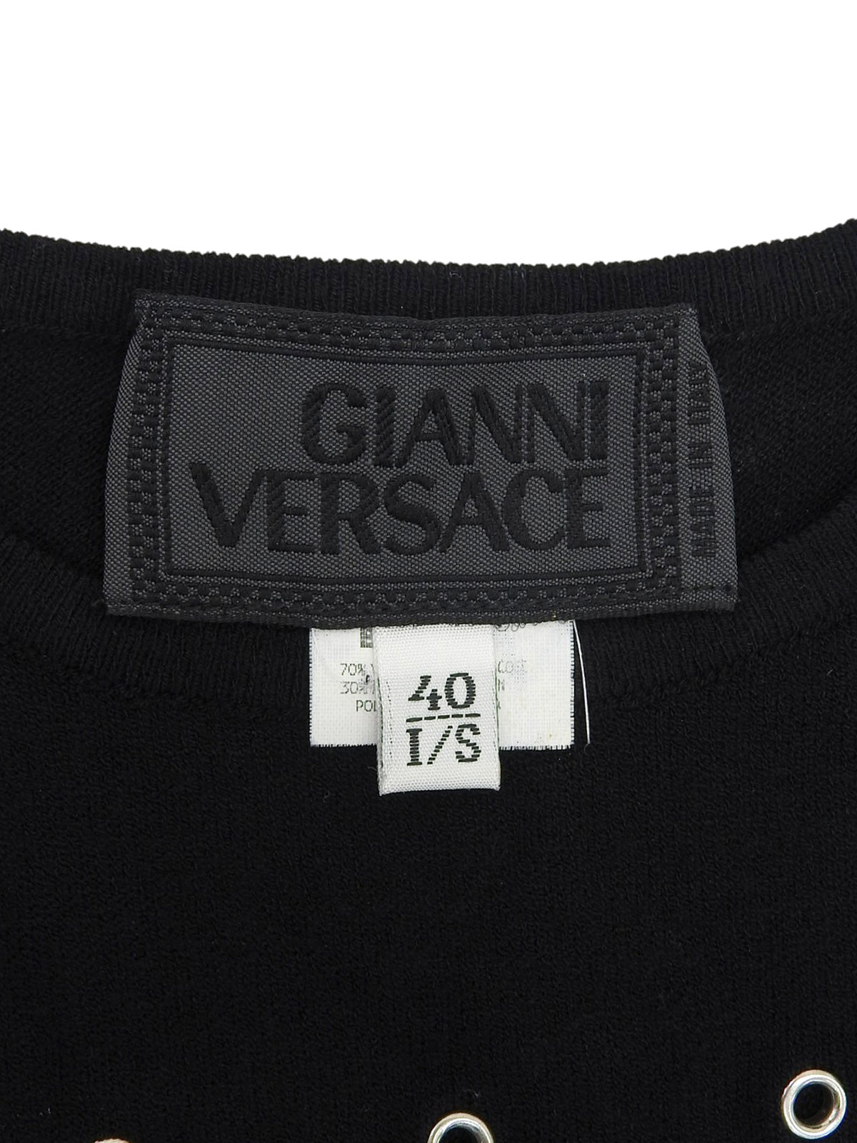 デザインノースリーブニットトップス ブラック