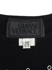 デザインノースリーブニットトップス ブラック