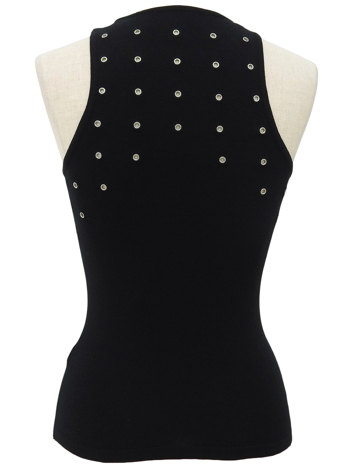 デザインノースリーブニットトップス ブラック