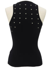 デザインノースリーブニットトップス ブラック