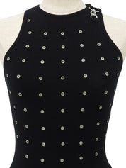 デザインノースリーブニットトップス ブラック