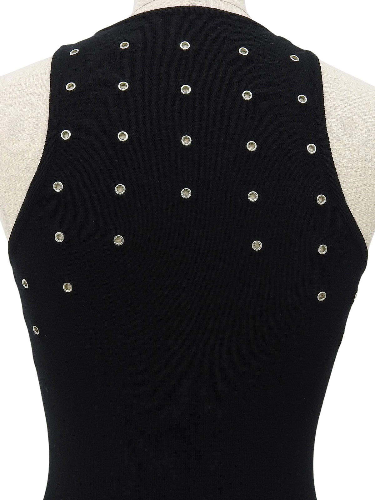 デザインノースリーブニットトップス ブラック