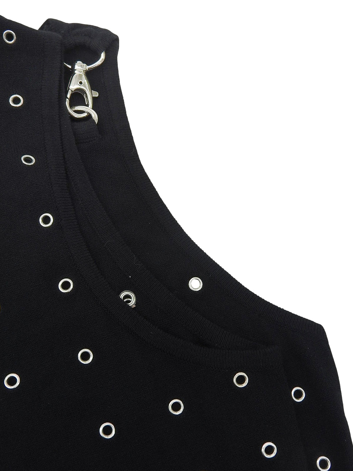 デザインノースリーブニットトップス ブラック