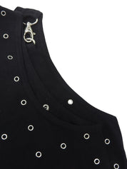 デザインノースリーブニットトップス ブラック