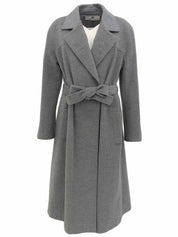 ウールロゴボタンロングコート ライトグレー