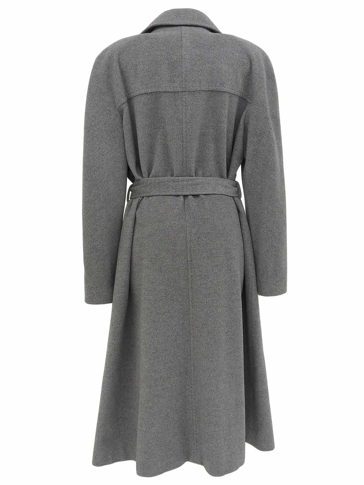 ウールロゴボタンロングコート ライトグレー