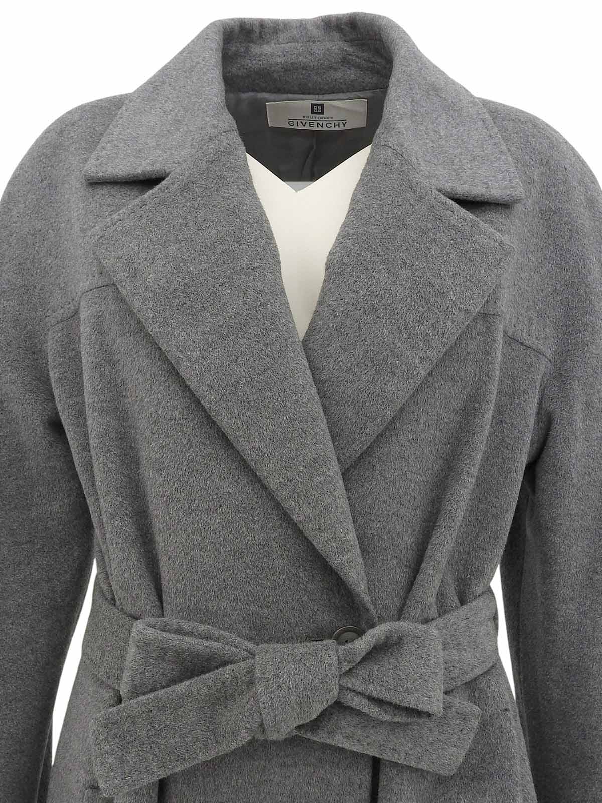 ウールロゴボタンロングコート ライトグレー