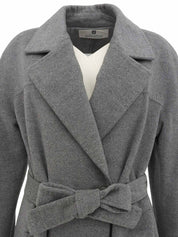 ウールロゴボタンロングコート ライトグレー