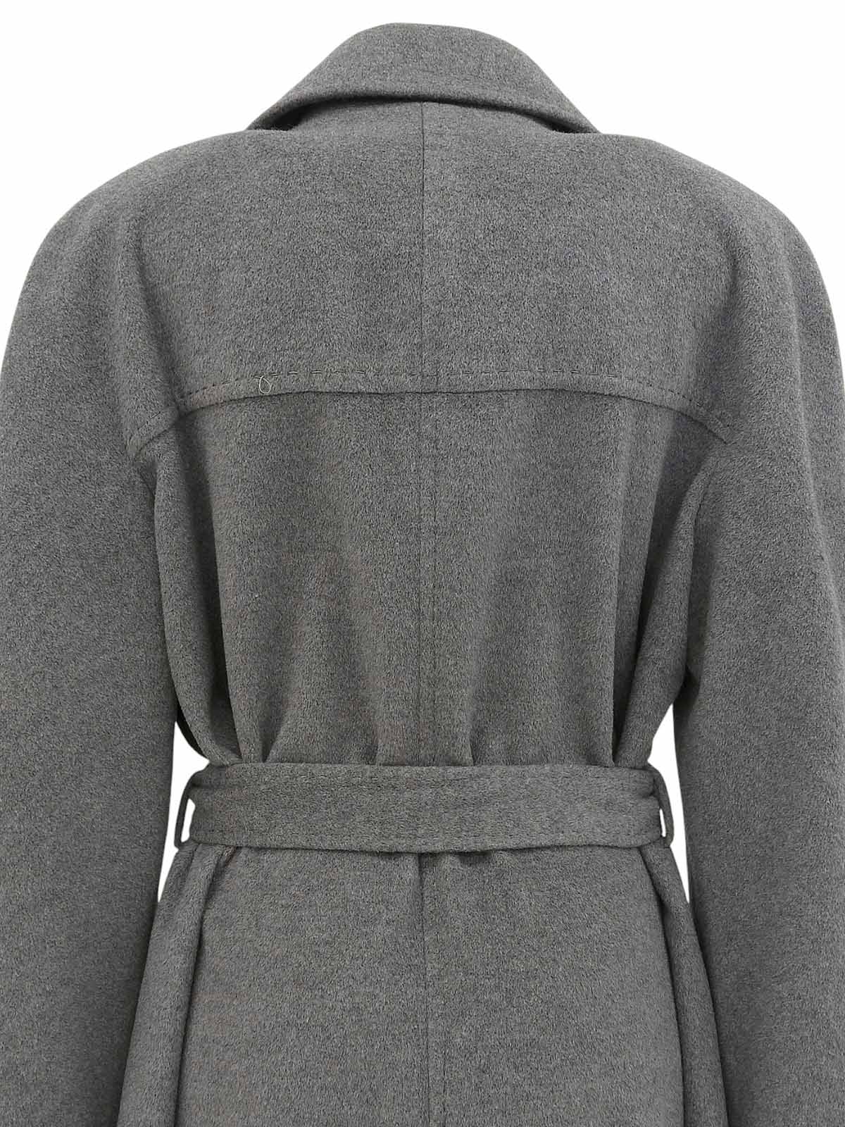 ウールロゴボタンロングコート ライトグレー