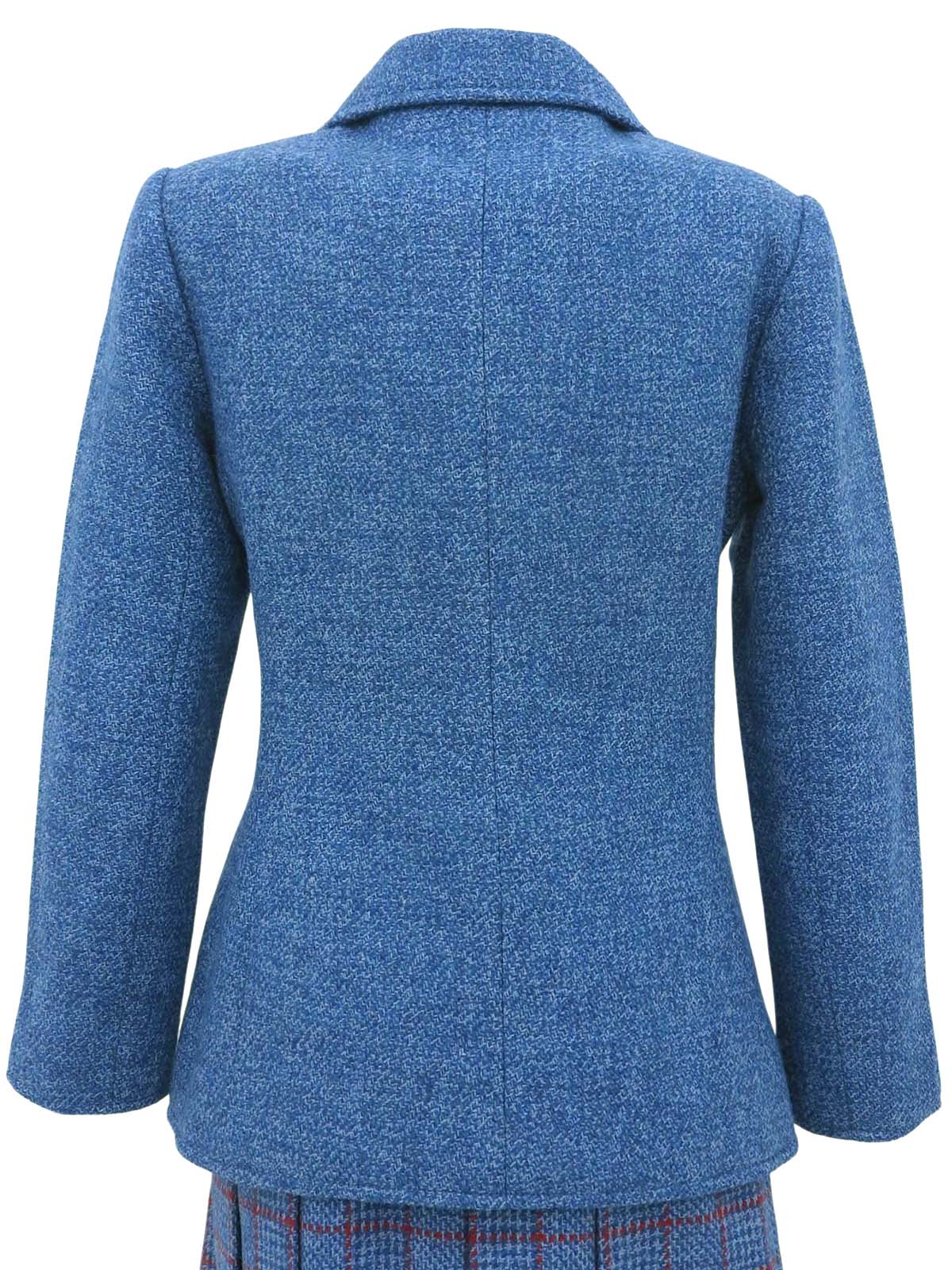 Wool Check Pattern Skirt Set in Blue