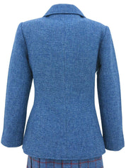 Wool Check Pattern Skirt Set in Blue