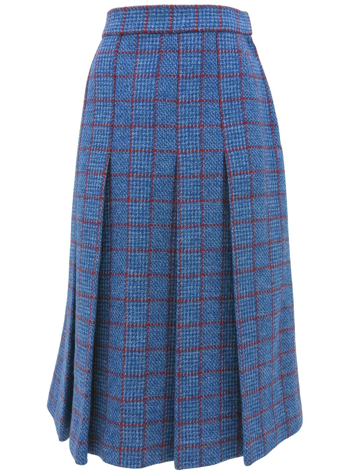 ウールチェックパターンスカートセットアップ ブルー