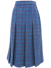 ウールチェックパターンスカートセットアップ ブルー