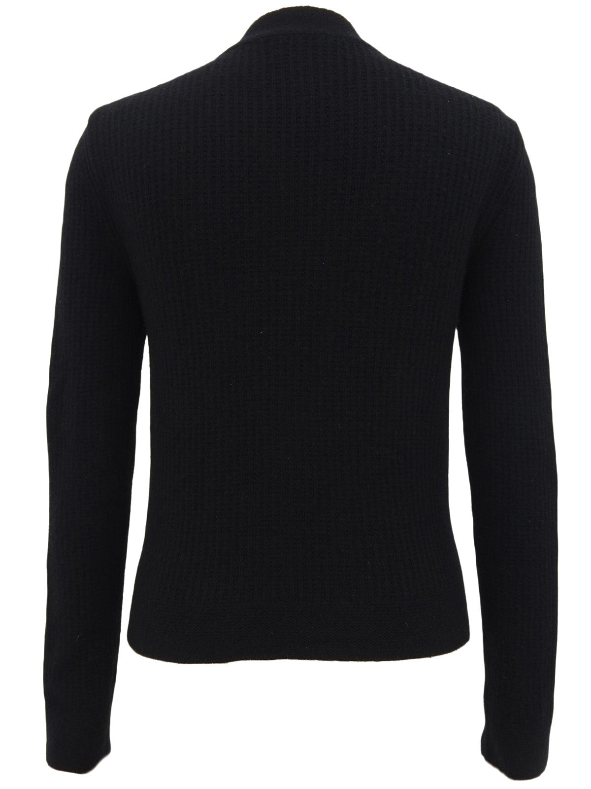 ウールフラワージップアップカーディガン　ブラック