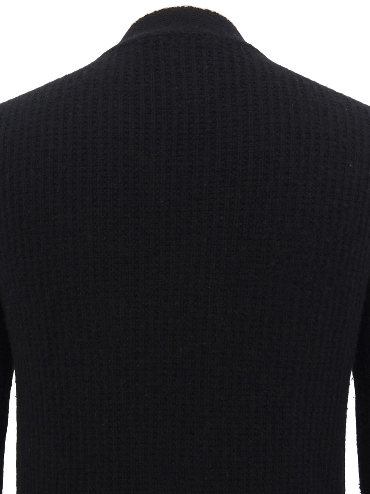 ウールフラワージップアップカーディガン　ブラック