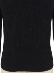 Wool Flower Zip-Up Cardigan in Black