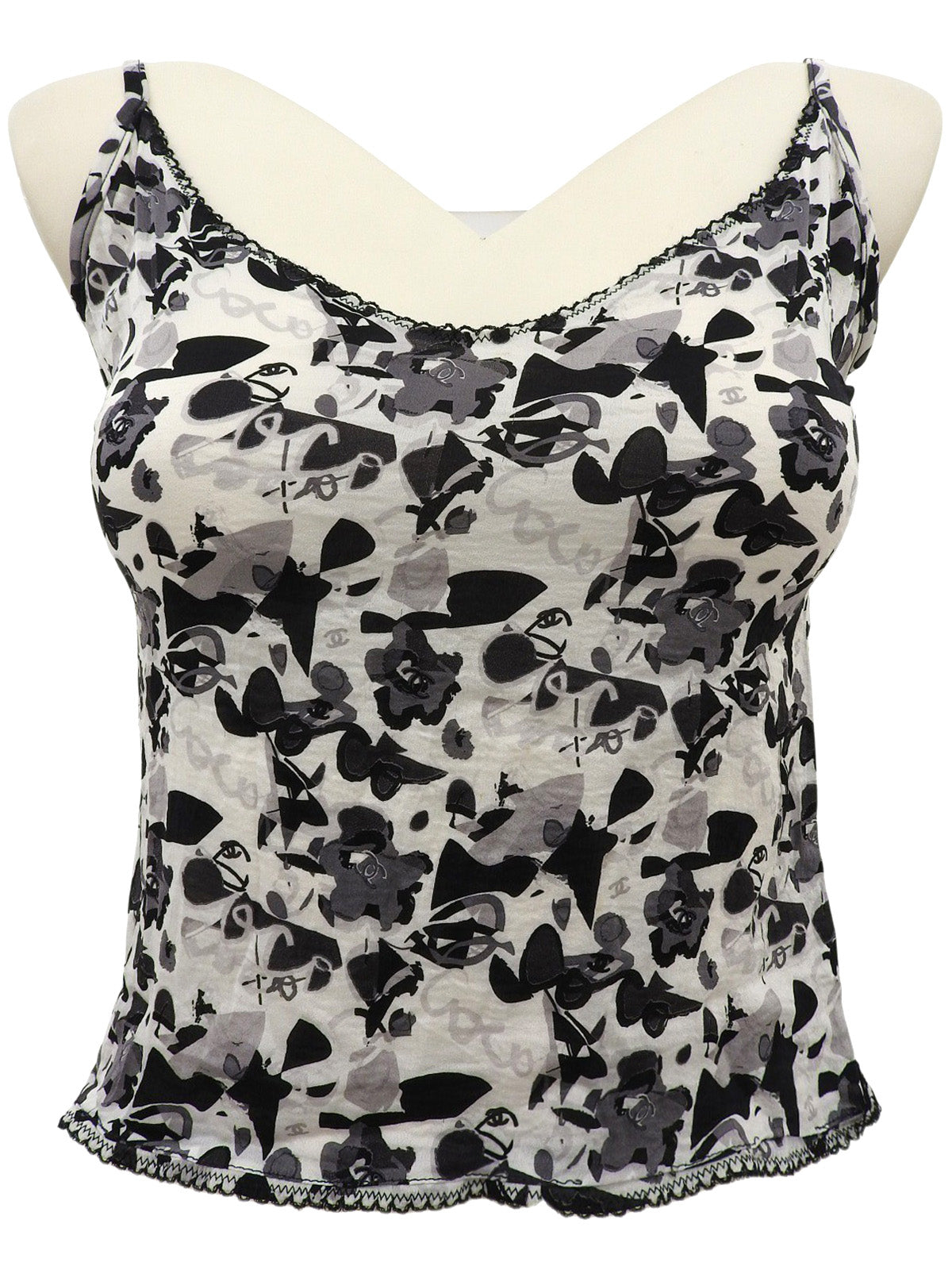 2005年製 CCマークマルチプリントキャミソール ホワイト/ブラック／グレー