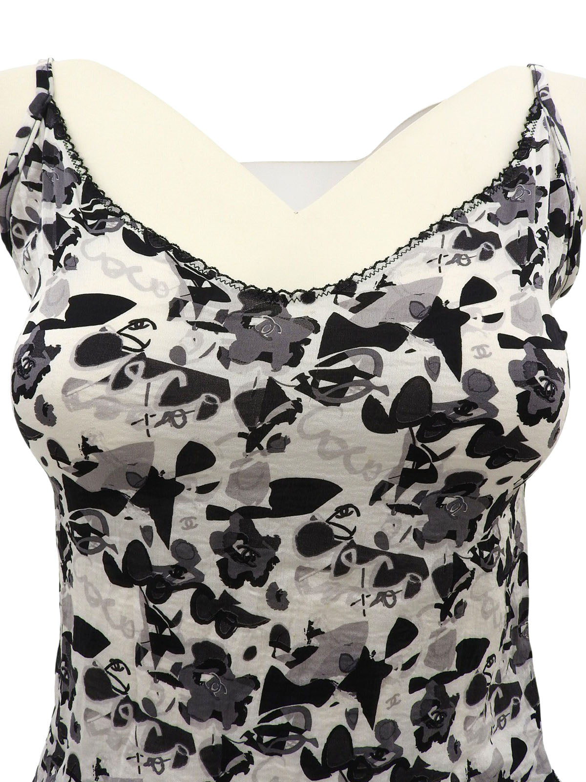 2005年製 CCマークマルチプリントキャミソール ホワイト/ブラック／グレー