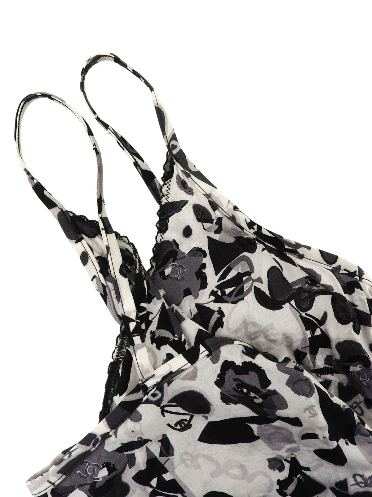 2005年製 CCマークマルチプリントキャミソール ホワイト/ブラック/グレー