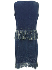 デニムラインストーンデザインセットアップ ブルー