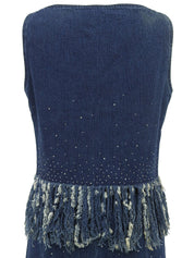 デニムラインストーンデザインセットアップ ブルー