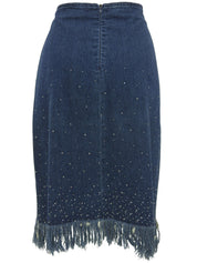 デニムラインストーンデザインセットアップ ブルー