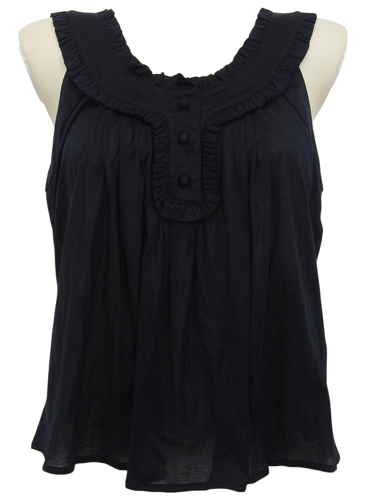 ギャザーノースリーブトップス ブラック