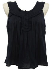 ギャザーノースリーブトップス ブラック