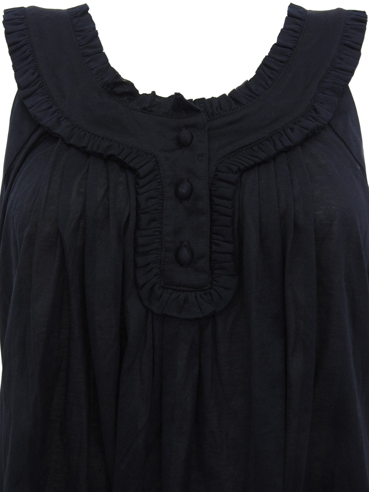 ギャザーノースリーブトップス ブラック