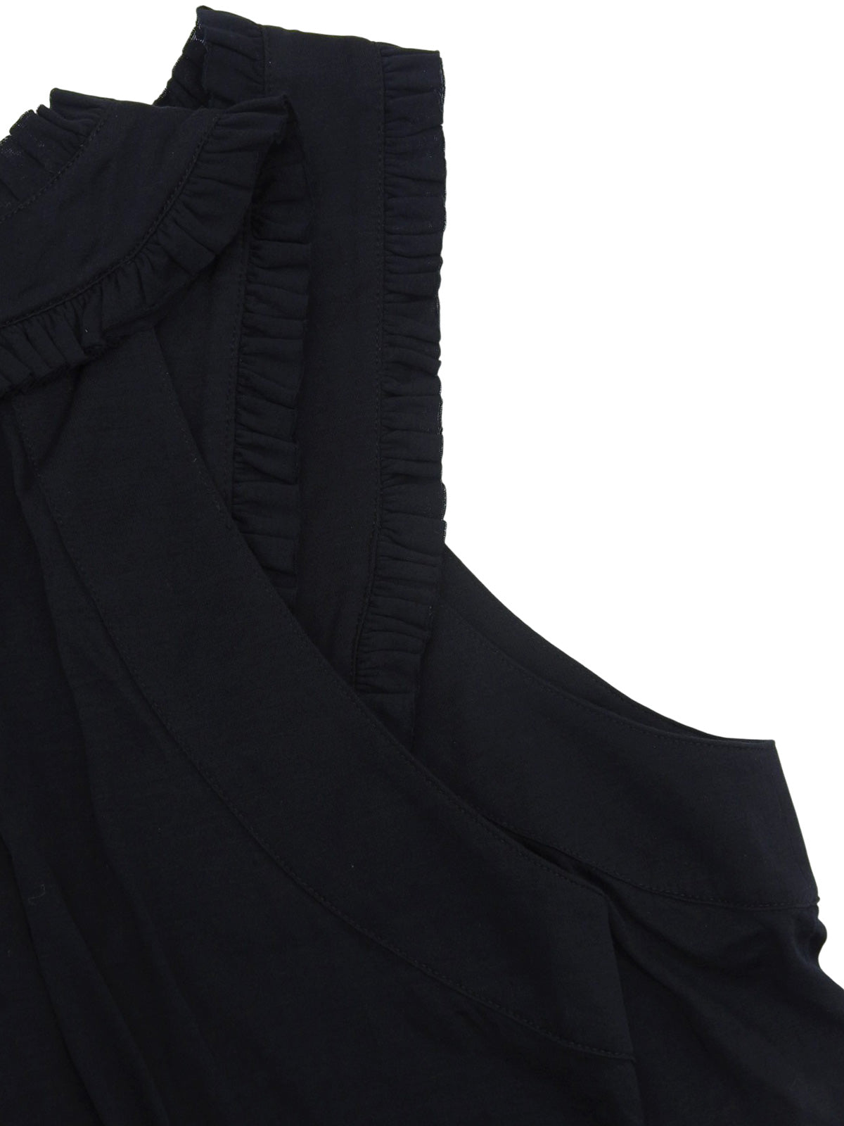 ギャザーノースリーブトップス ブラック