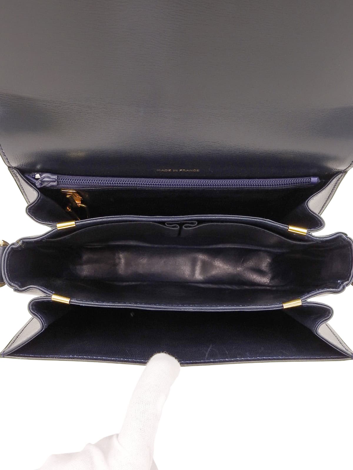 デザインプレートショルダーバッグ ネイビー