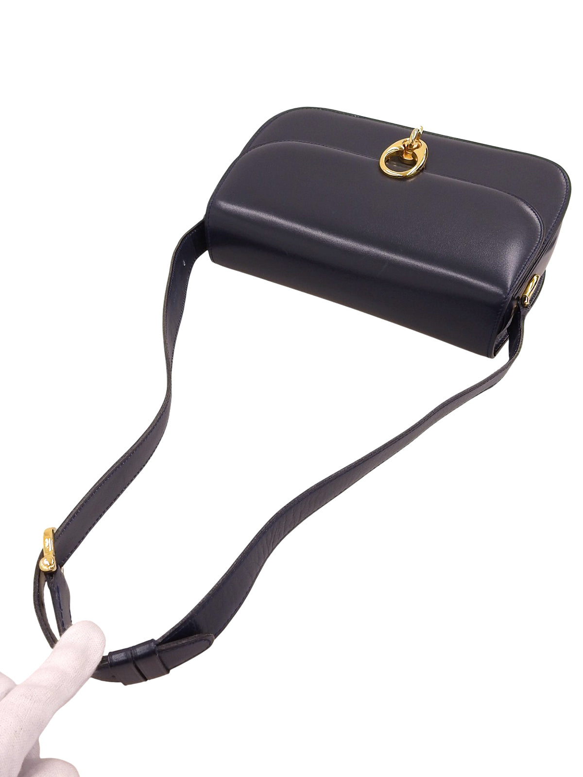 デザインプレートショルダーバッグ ネイビー