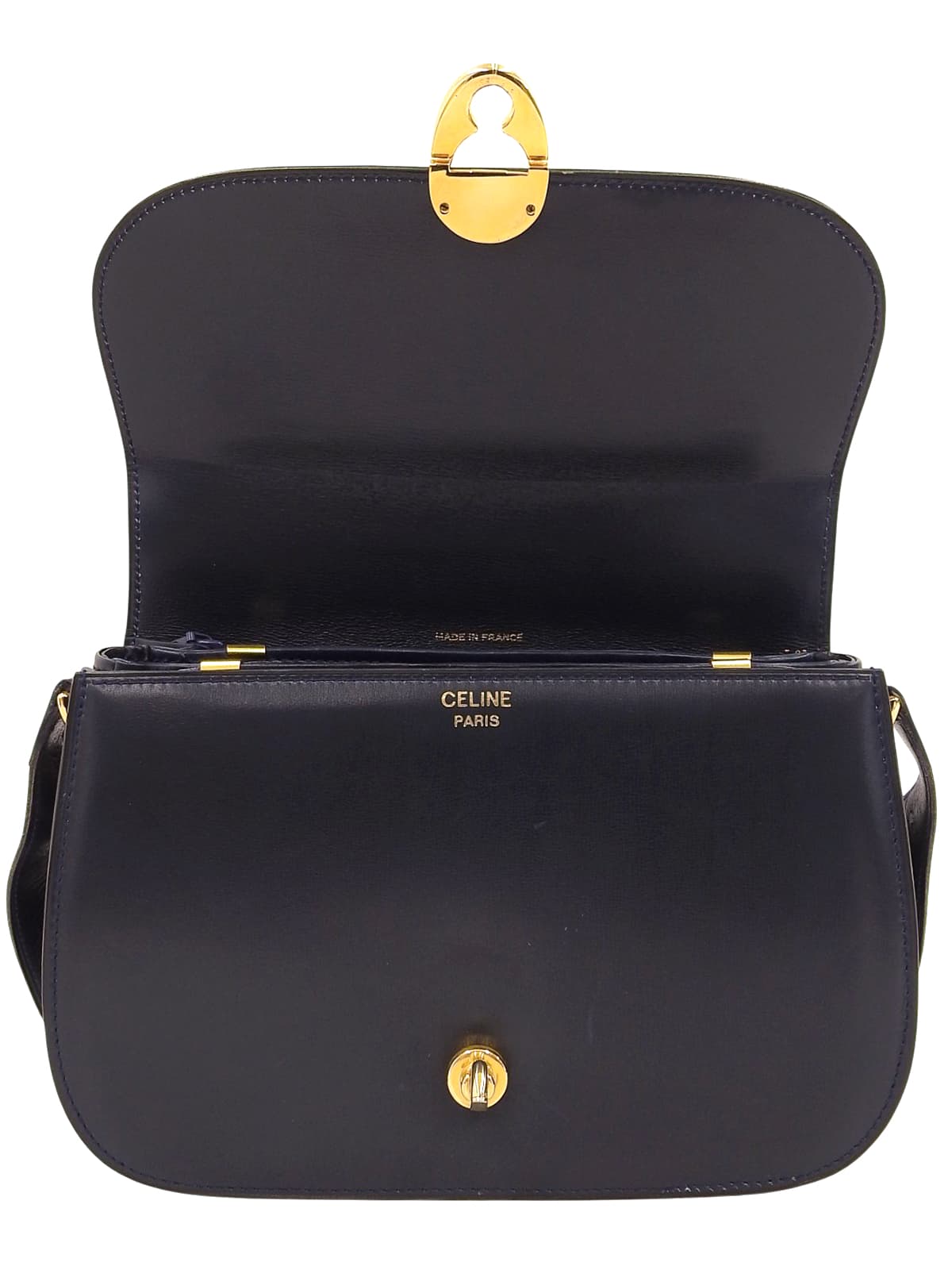 デザインプレートショルダーバッグ ネイビー