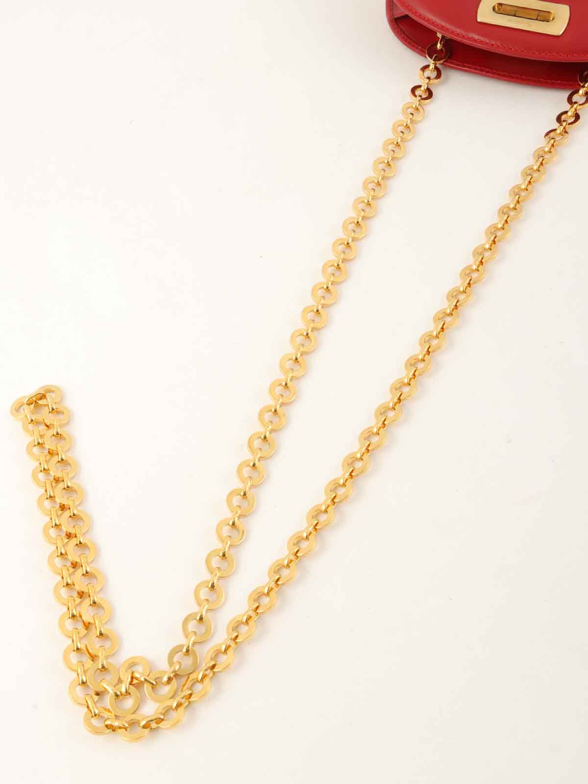 红色 Gancini Plate 迷你链条单肩包