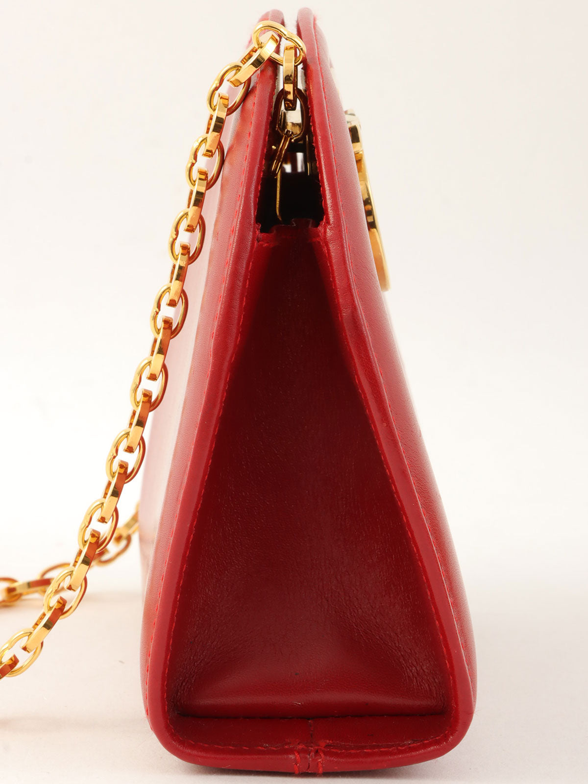 红色 Gancini Plate 迷你链条单肩包