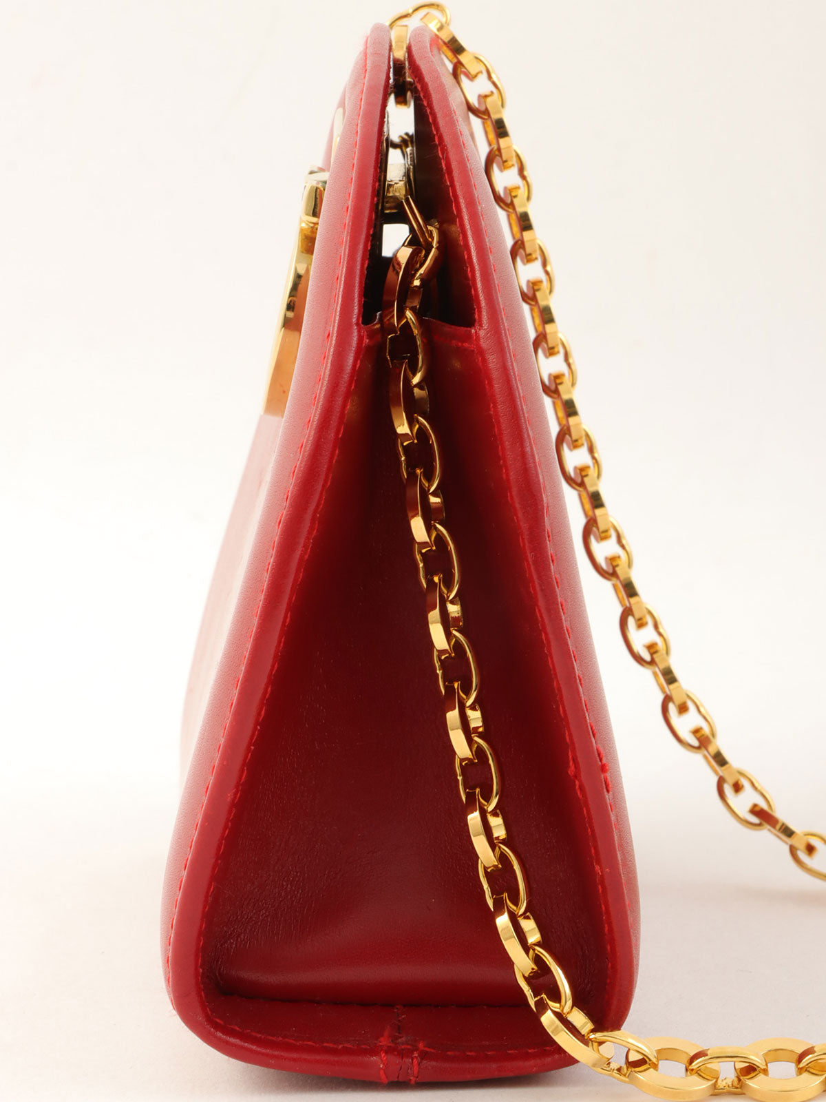 红色 Gancini Plate 迷你链条单肩包
