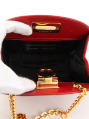 ガンチーニプレートミニチェーンショルダーバッグ レッド