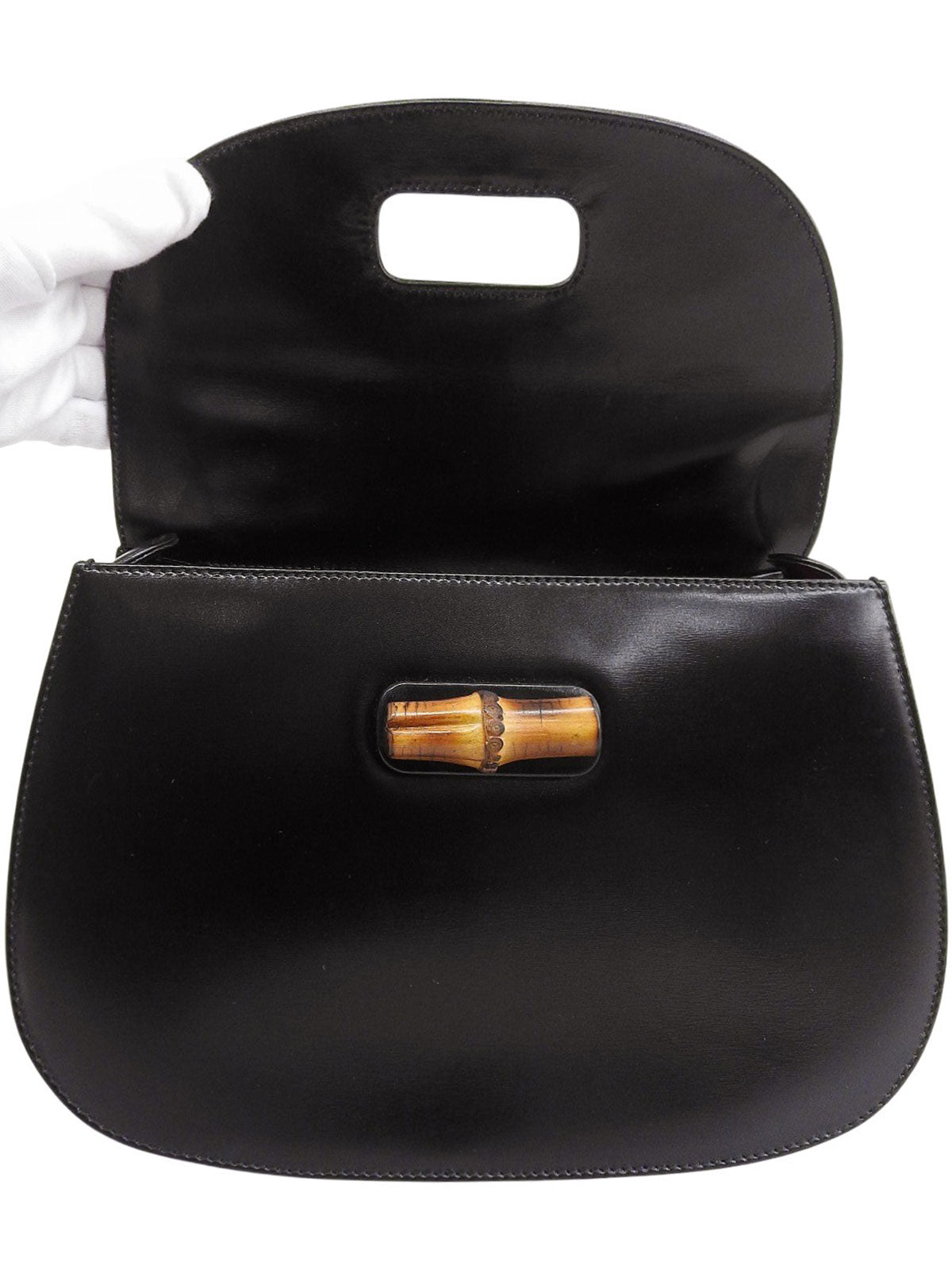 カーフスキンバンブー2wayバッグ ブラック