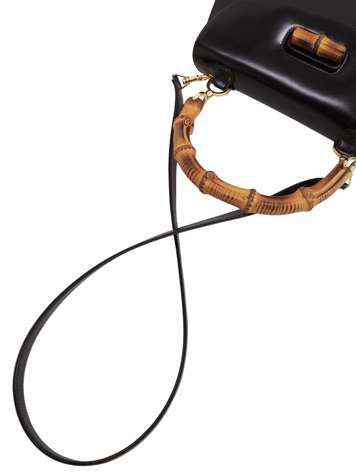 Calfskin Bamboo 2-Way Bag Black