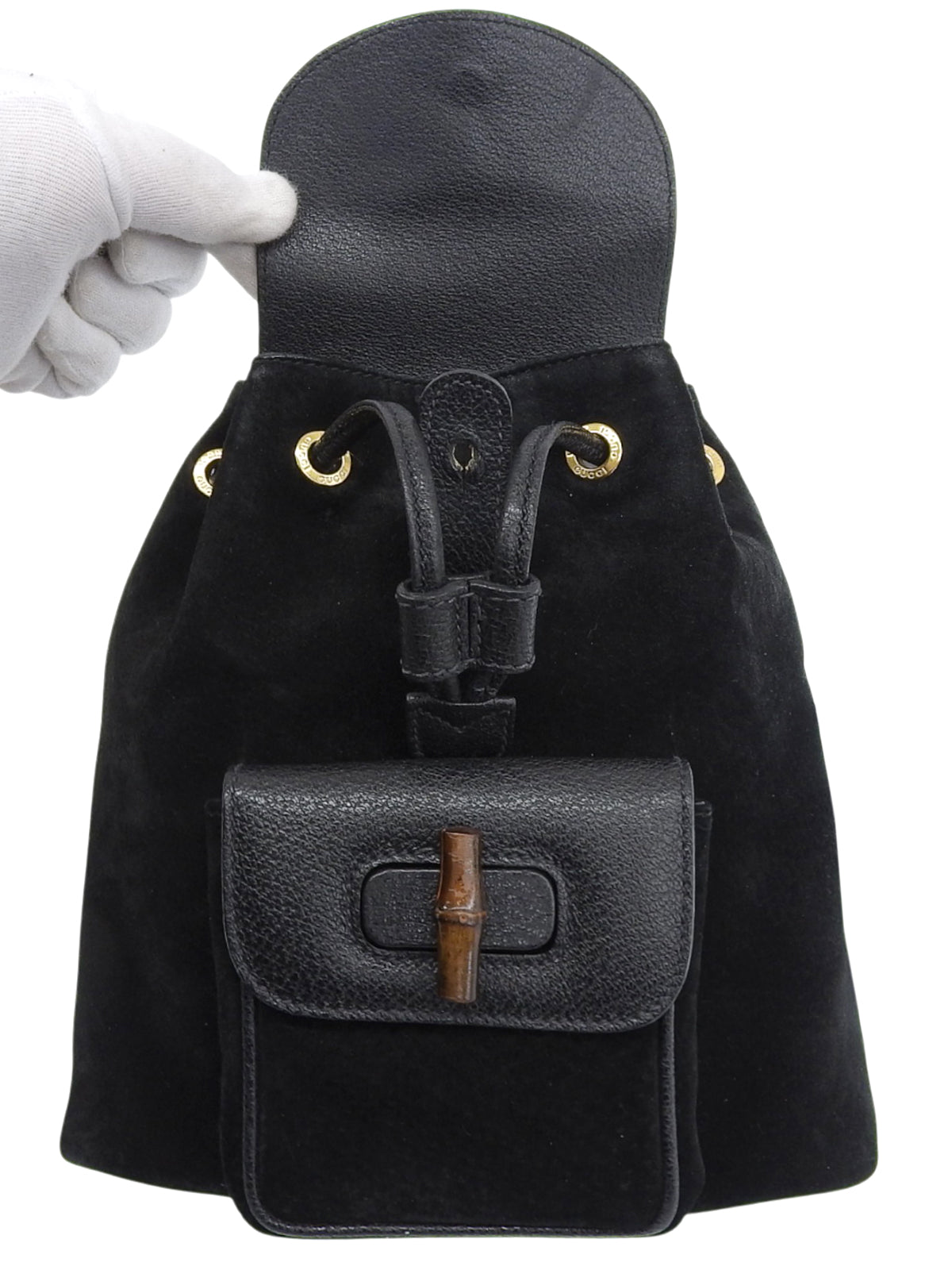 Suede Bamboo Backpack Mini Black