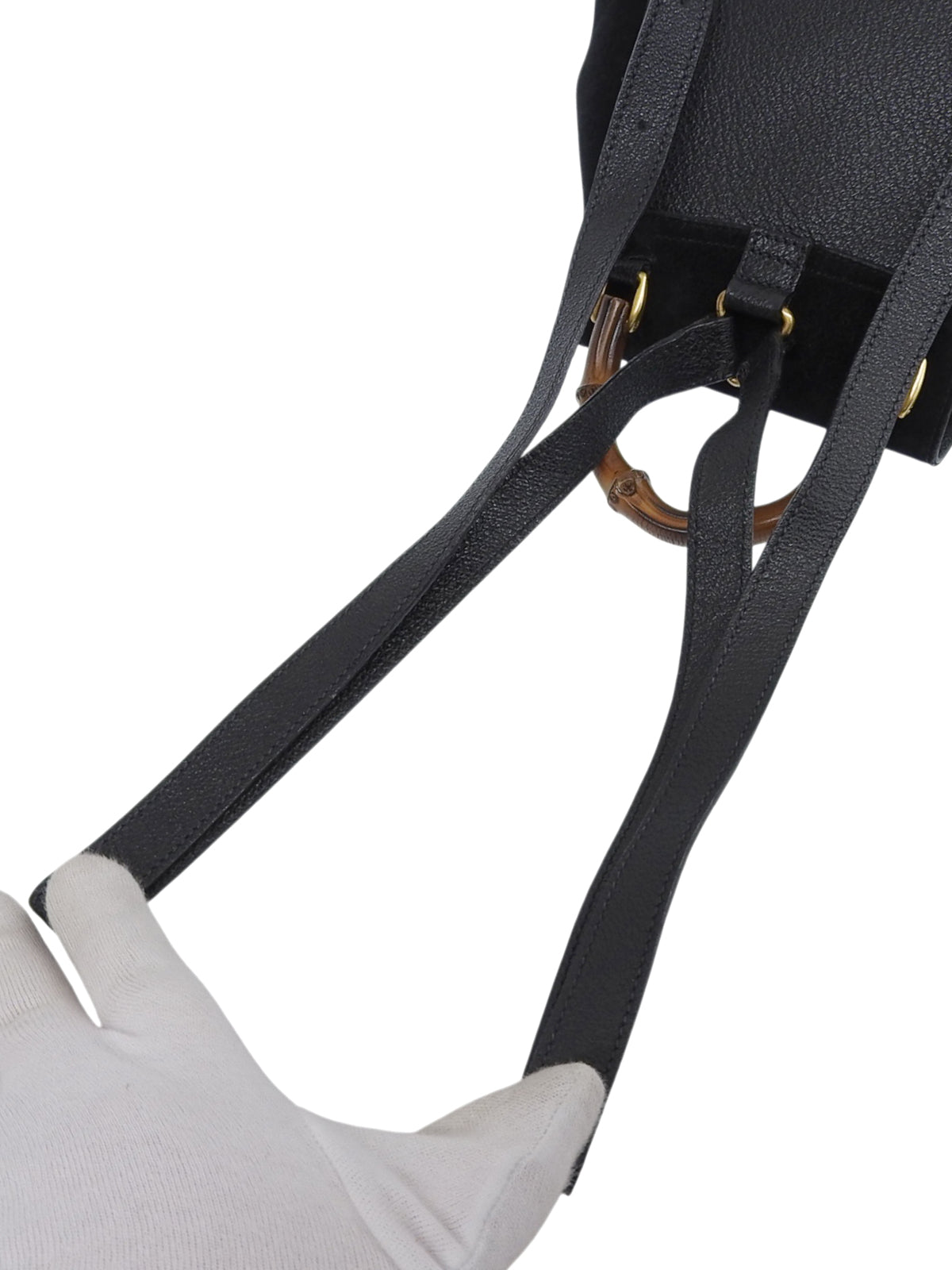 Suede Bamboo Backpack Mini Black