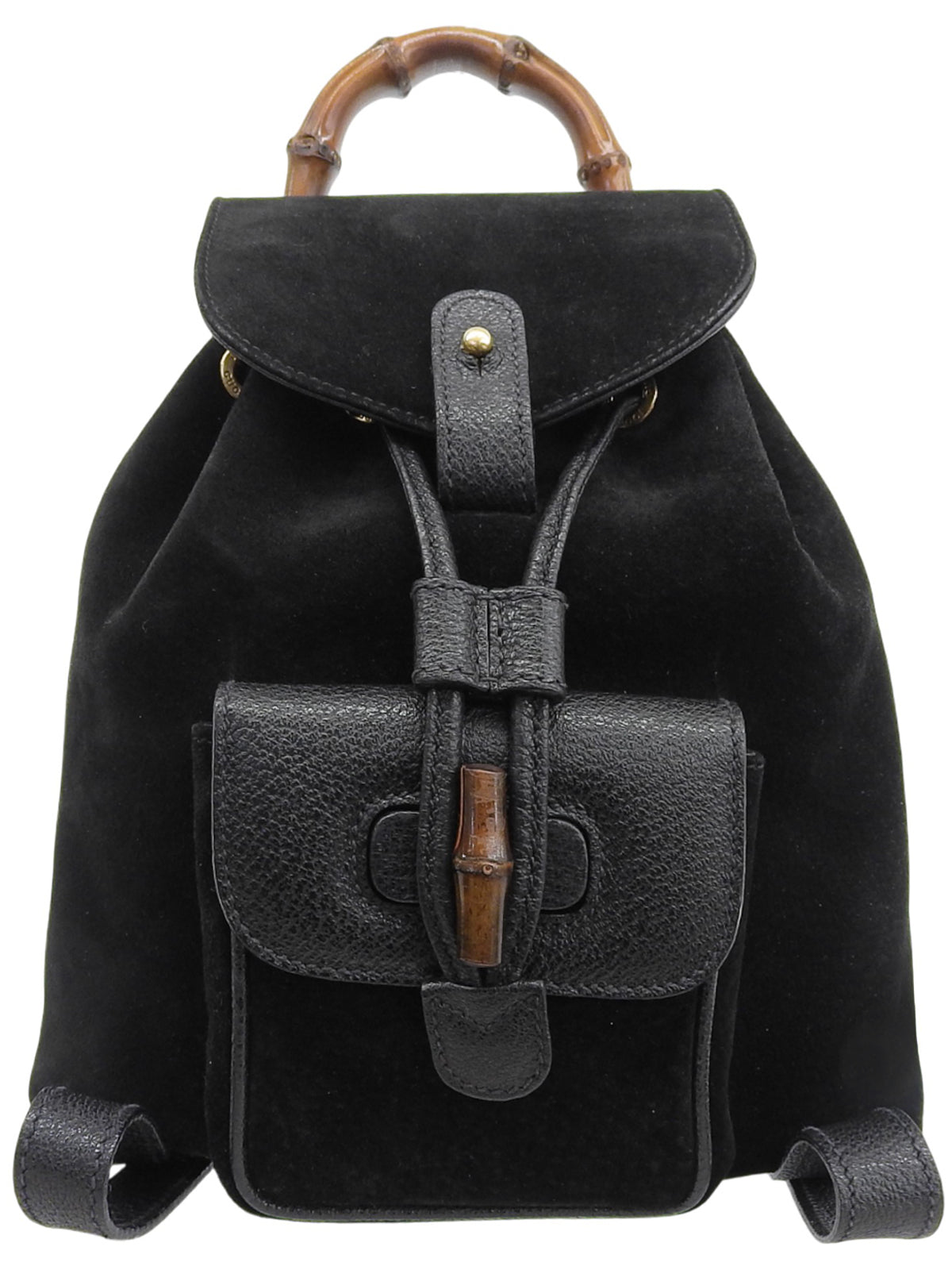 Suede Bamboo Backpack Mini Black
