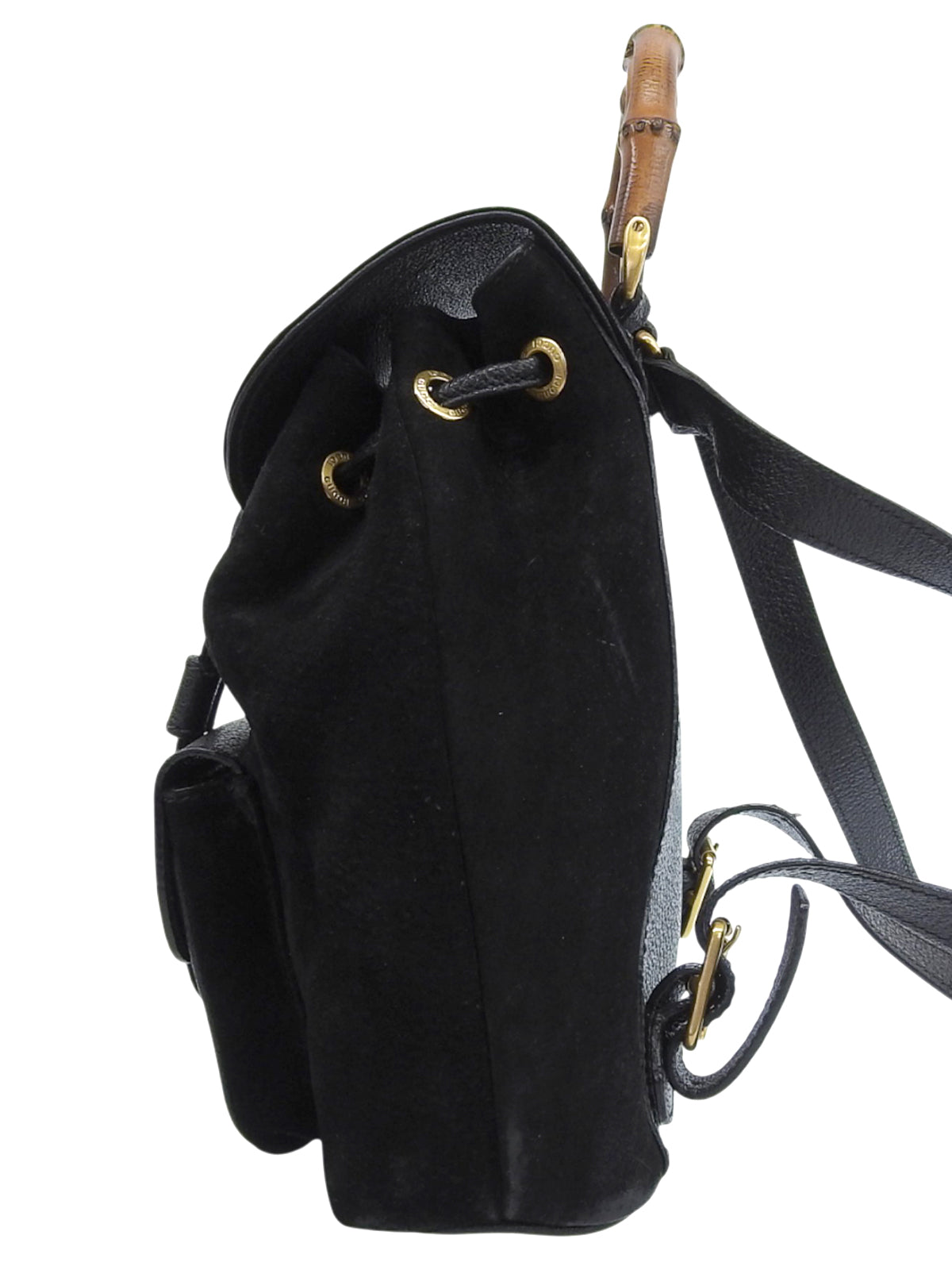 Suede Bamboo Backpack Mini Black