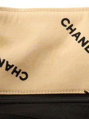 1995 Canvas Logo Print Chain Tote Bag, Beige