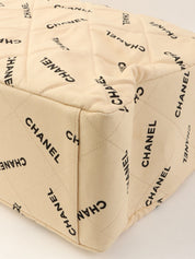 1995 年左右帆布 Logo 印花链条手提包 米色