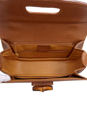 棕色猪皮竹制两用包