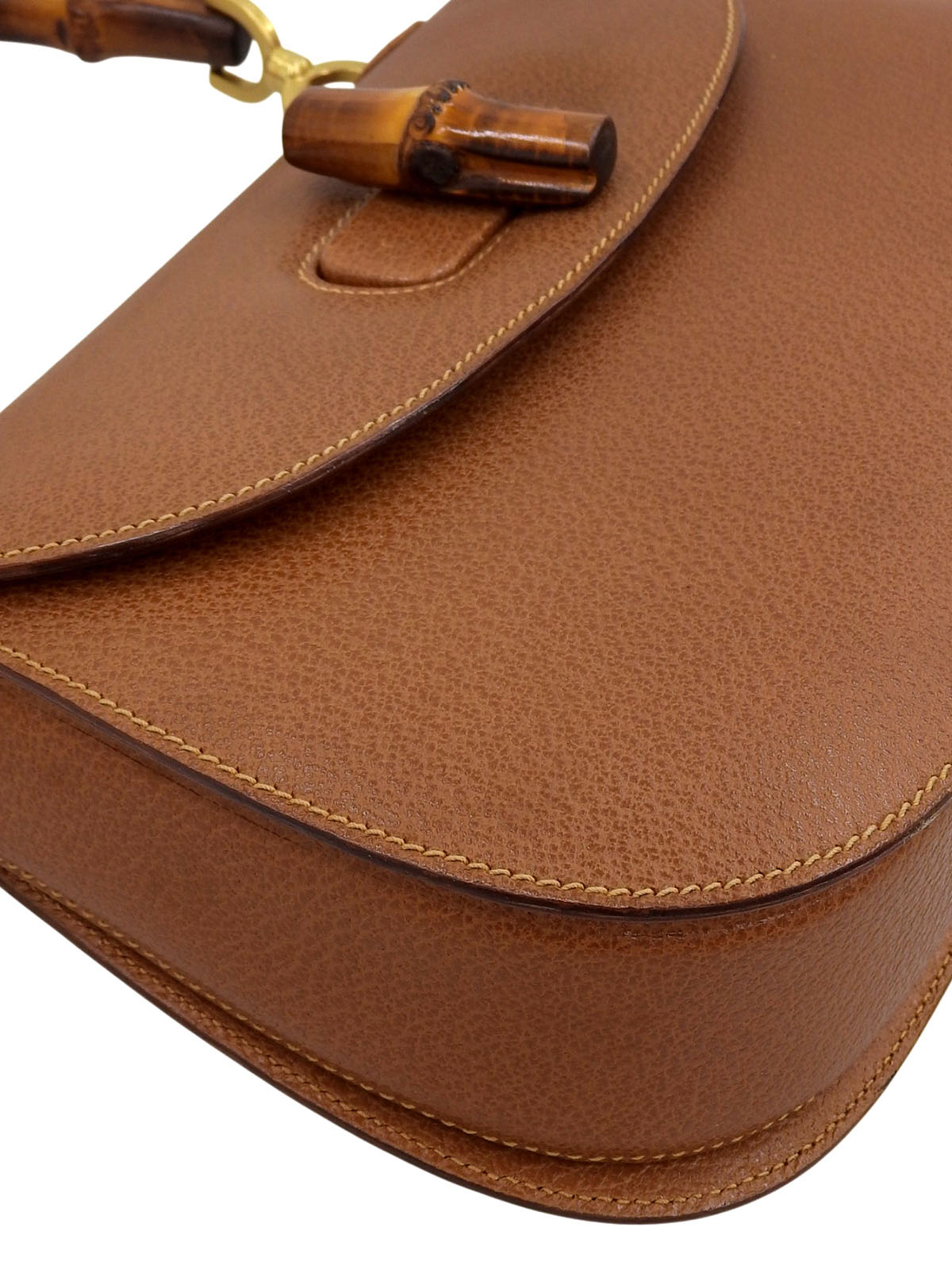 棕色猪皮竹制两用包